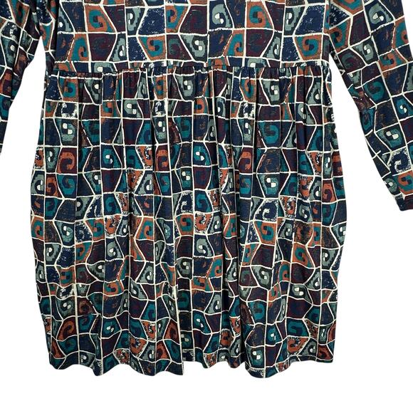 Peruvian Connection Huari Dress Size XL Pima Cotton Knee Length Pockets Print - Picture 3 of 7